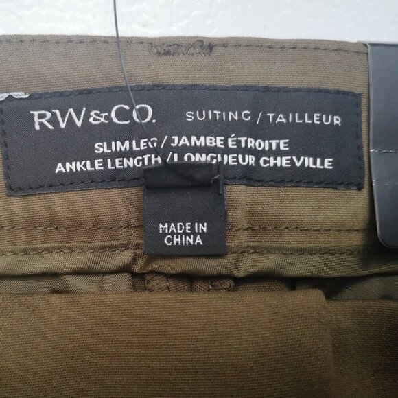 NWT RW&CO Ladies Size 2 Brown Curvy Fit Slim Leg Ankle Length Suit Pants - Picture 3 of 15